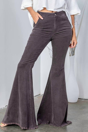 Reverof cowgirl corduroy jean flare pants in washed black