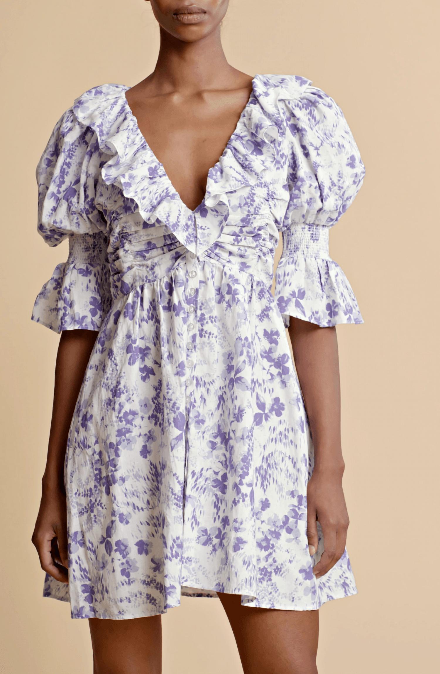 BYTIMO Linen V-Neck Dress In Lilac Blossom