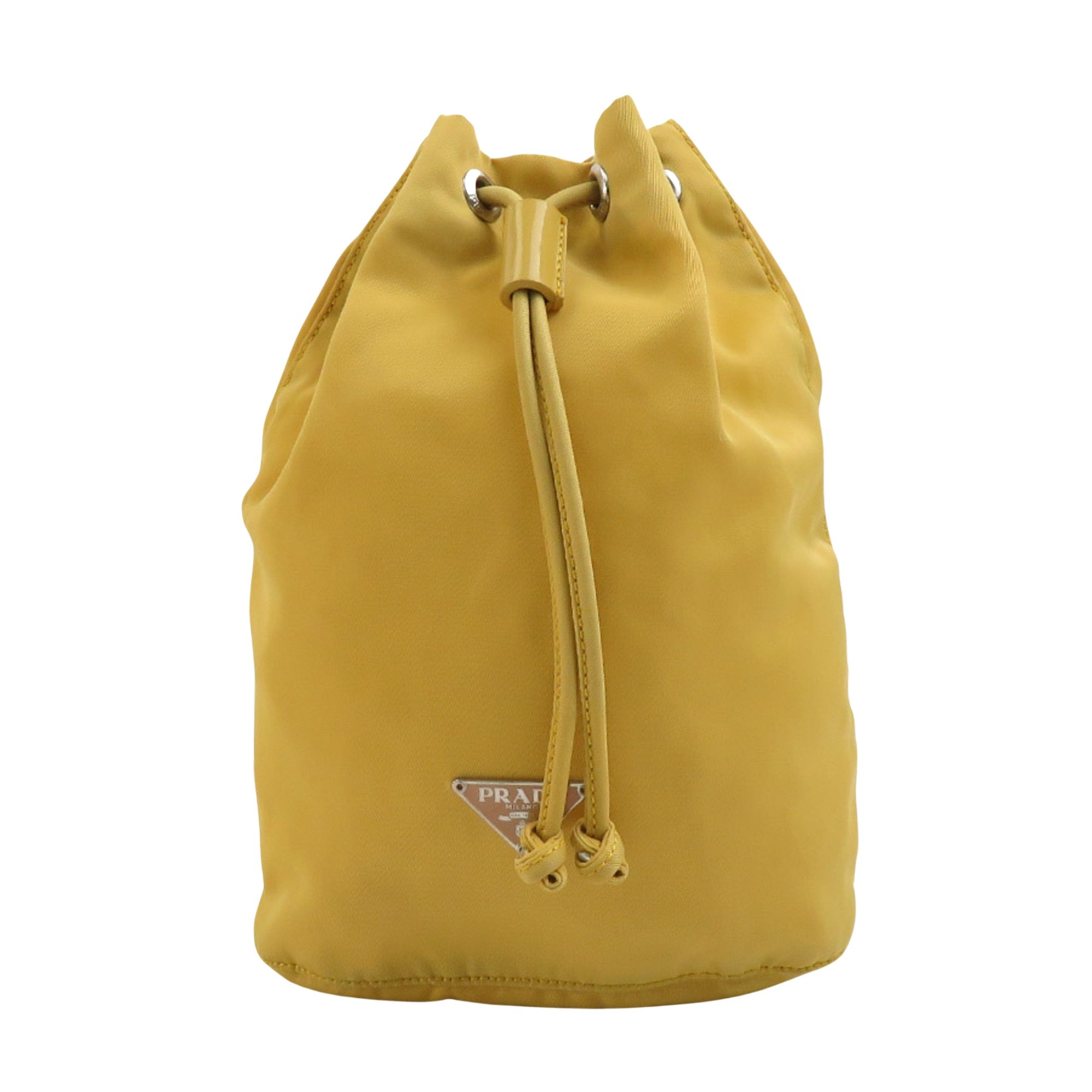 Shop Prada Tessuto Synthetic Clutch Bag () In Yellow