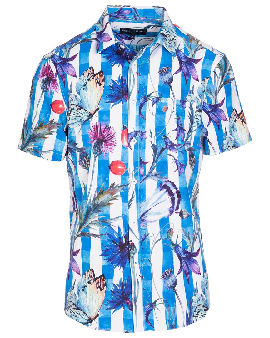 Paisley & Gray Blooming Stripes Swim Shirt In Multi