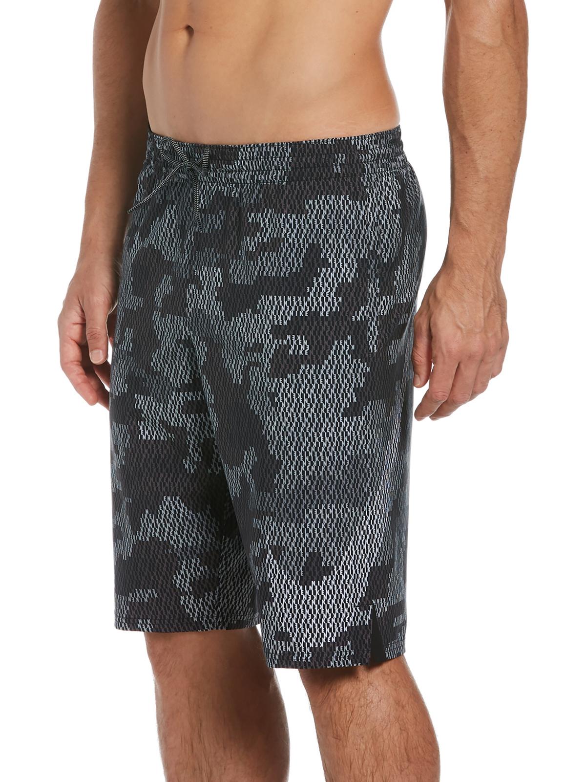 Shop Nike Mens Printed Beachwear Swim Trunks In Grey