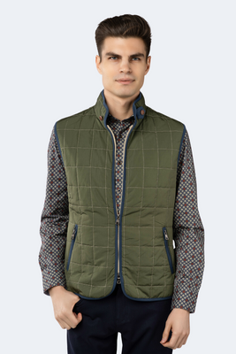 Luchiano Visconti Denim Blue Quilted Zip Up Vest