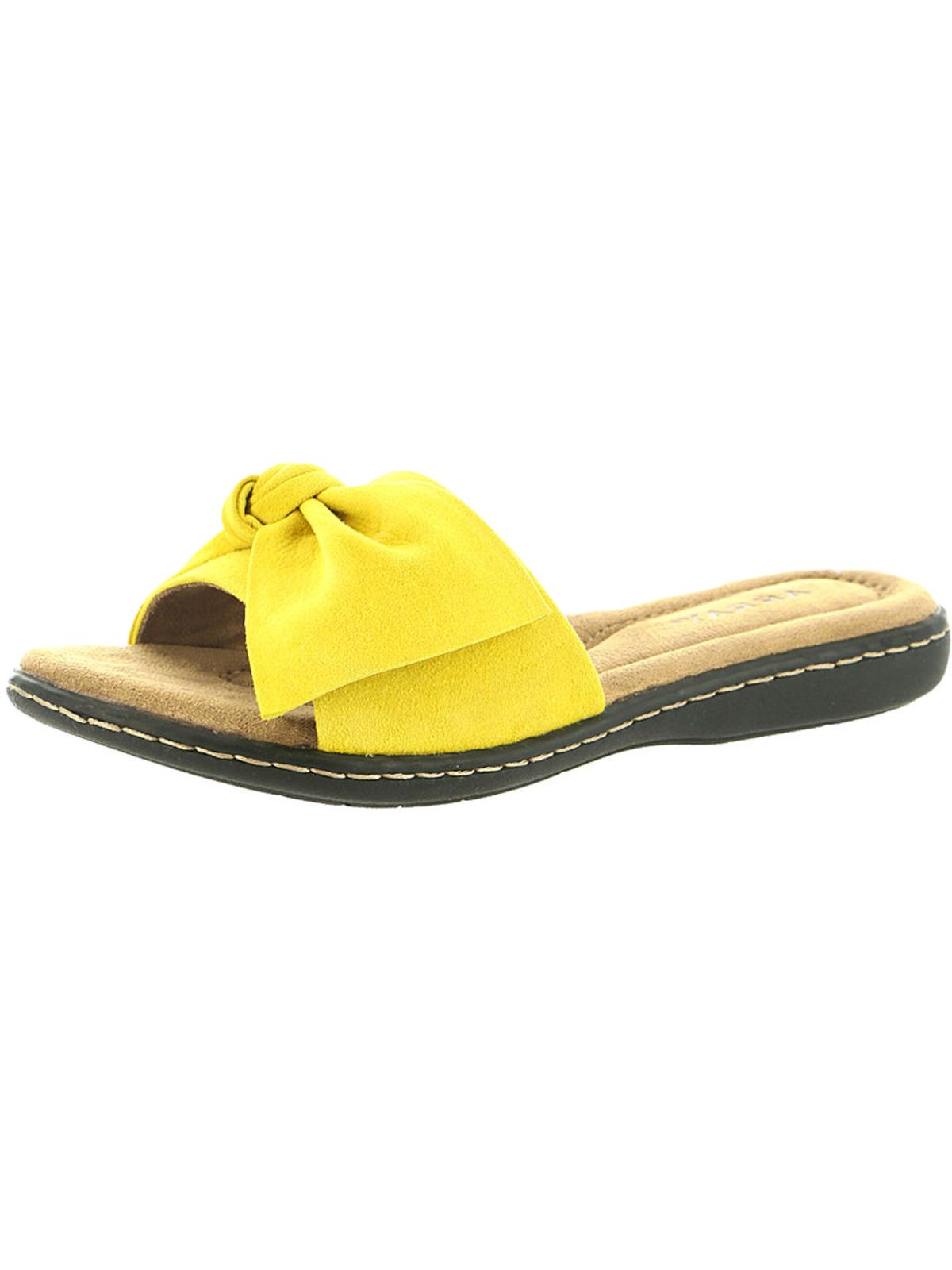 Shop Array Cabana Womens Suede Slip On Slide Sandals In Yellow