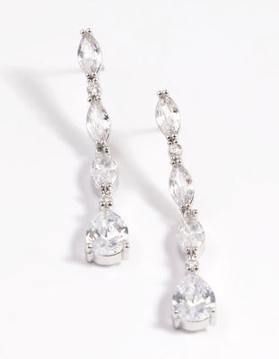 Lovisa Rhodium Diamond Simulant Teardrop Earrings - ShopStyle