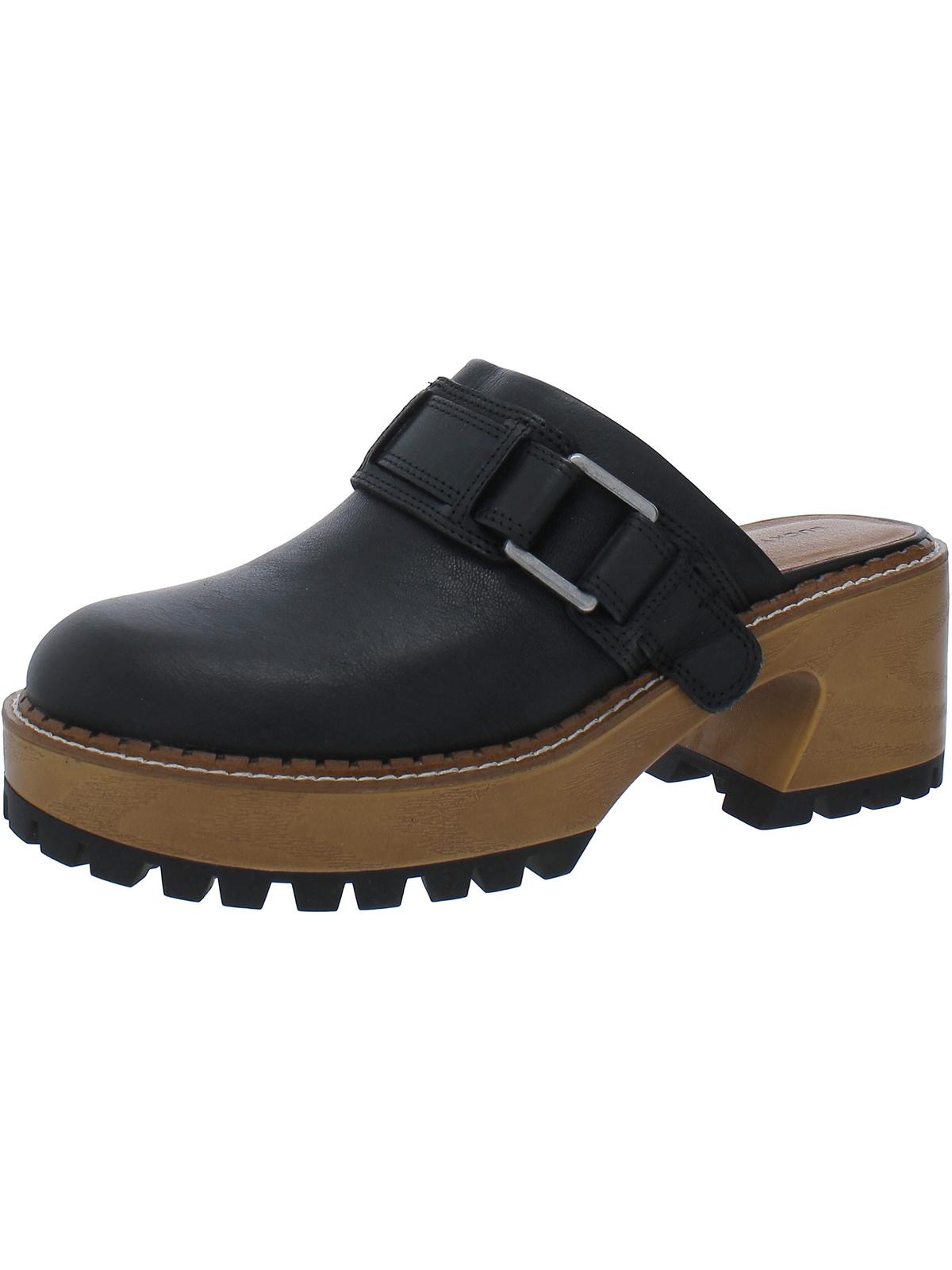 Shop Lucky Brand Rishona Womens Leather Slip On Clogs In Black