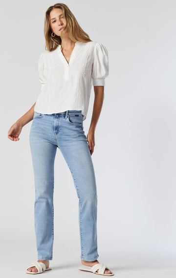 Mavi kendra straight leg jeans in light brushed organic blue