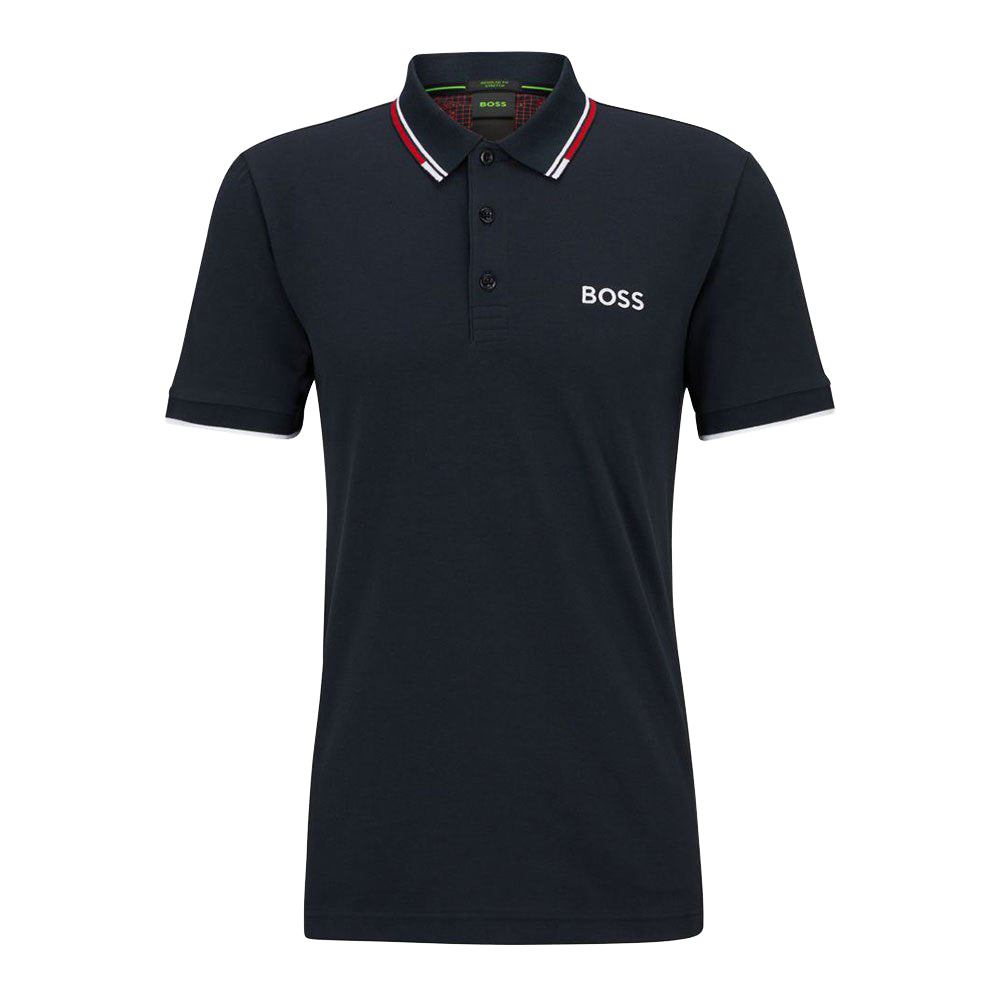 Shop Hugo Boss Men's Paddy Pro Navy Blue Stretch Cotton Short Sleeve Polo T-shirt