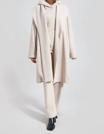 Leset sienna wool-blend robe in beige melange