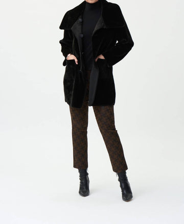 Joseph Ribkoff reversible fur & suede coat in black