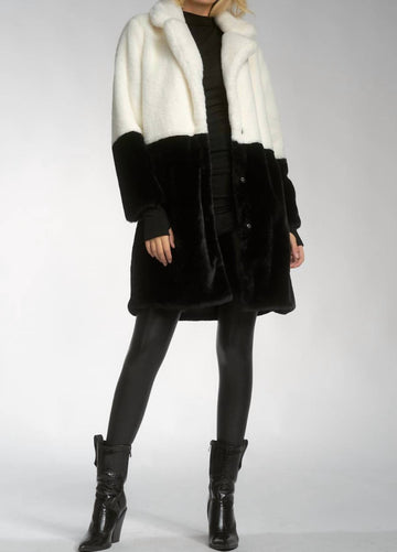 Elan cruellas finest faux fur coat in black/white