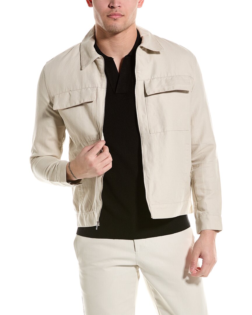 Shop Truth Linen-blend Jacket In Beige