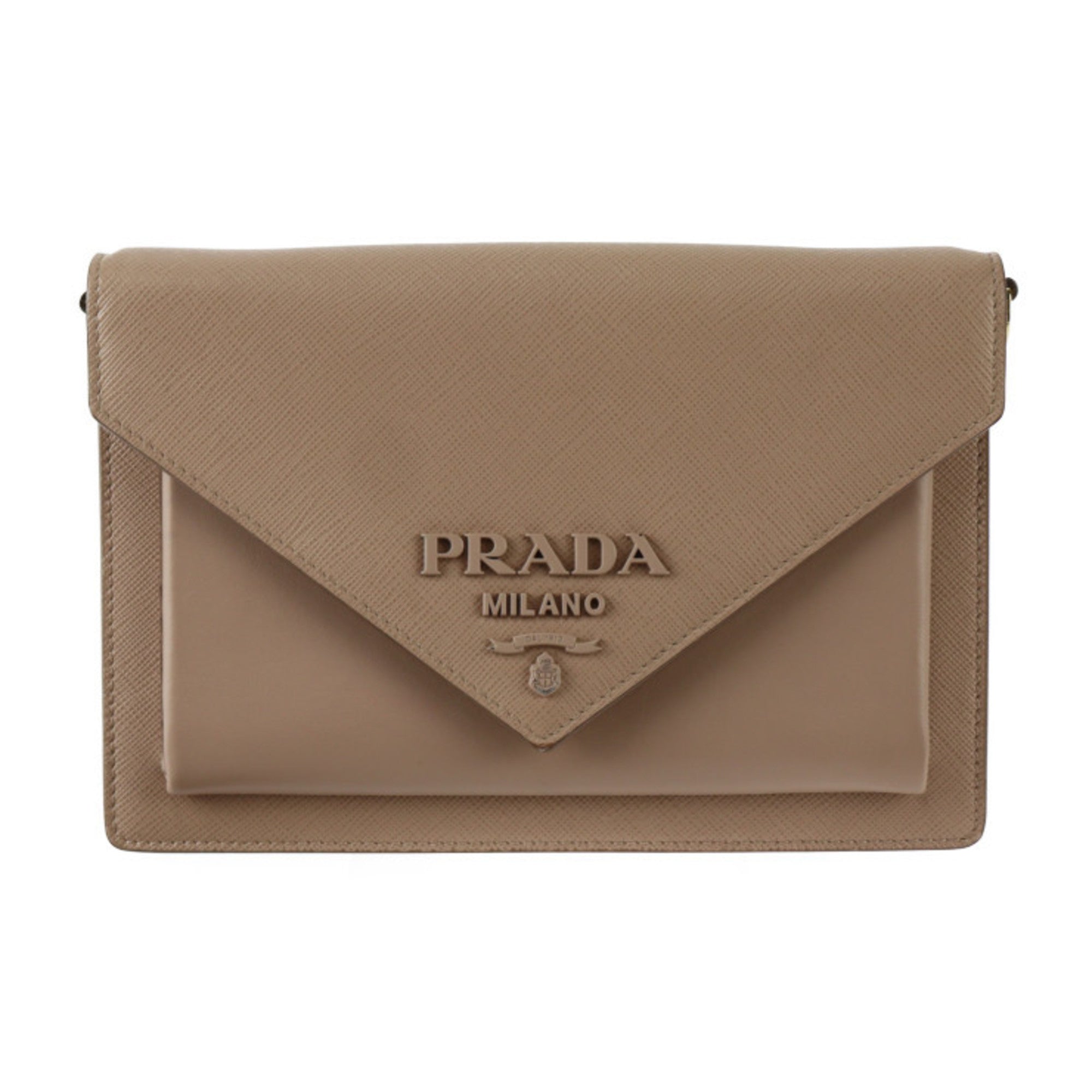 Shop Prada Envelope Leather Wallet () In Beige