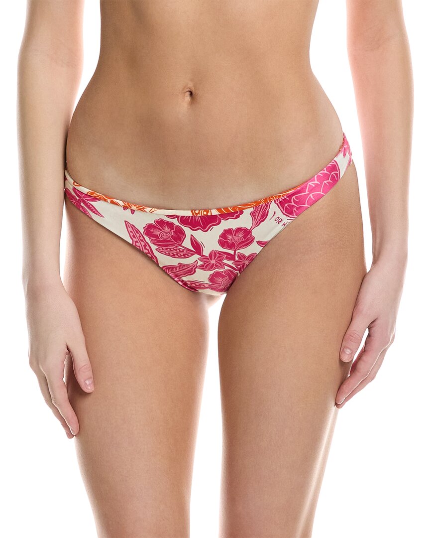 Shop Farm Rio Tropical Woodcut Reversible Bikini Bottom In Pink