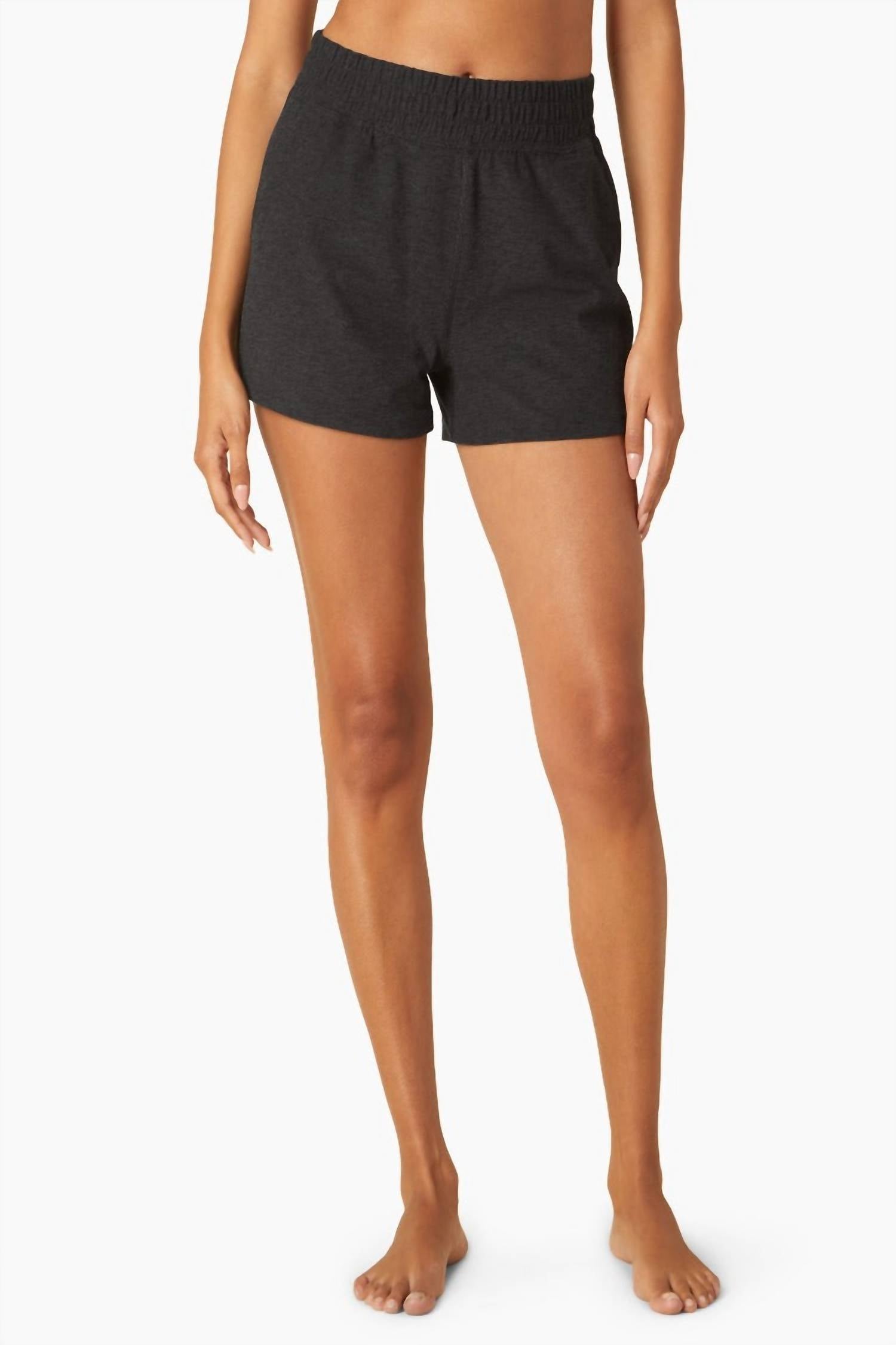 BEYOND YOGA Spacedye High Waisted Trek Short in Darkest Night