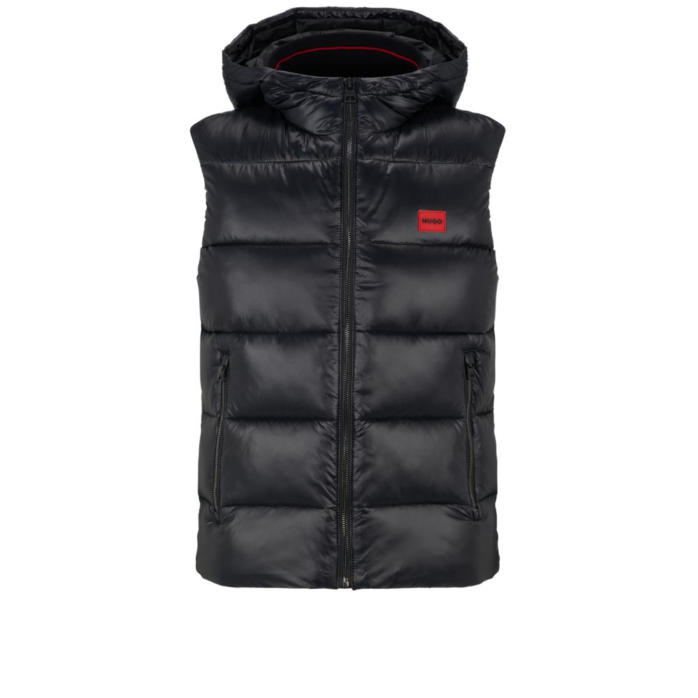 HUGO Water-repellent puffer gilet with red logo badge