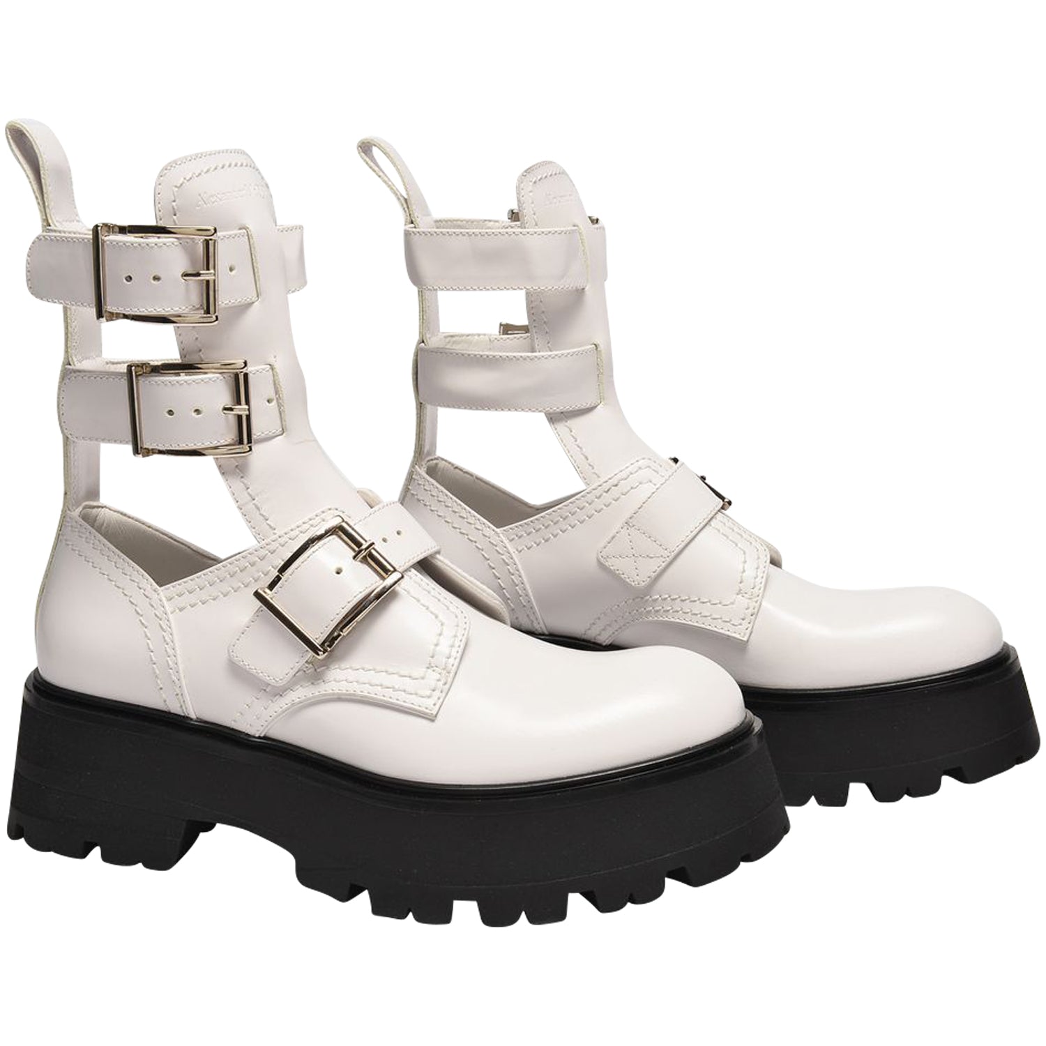 ALEXANDER MCQUEEN Platform Shoes in White Leather