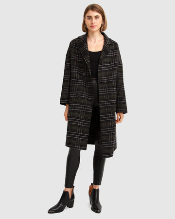 Belle&Bloom publisher double-breasted wool blend coat - black plaid