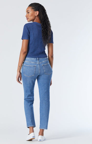 Mavi soho girlfriend jeans in mid distressed recycled blue