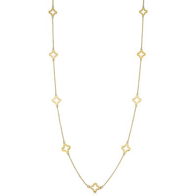 Suzy Levian 14K Yellow Gold .40ttw Diamond Clover By The Yard Necklace