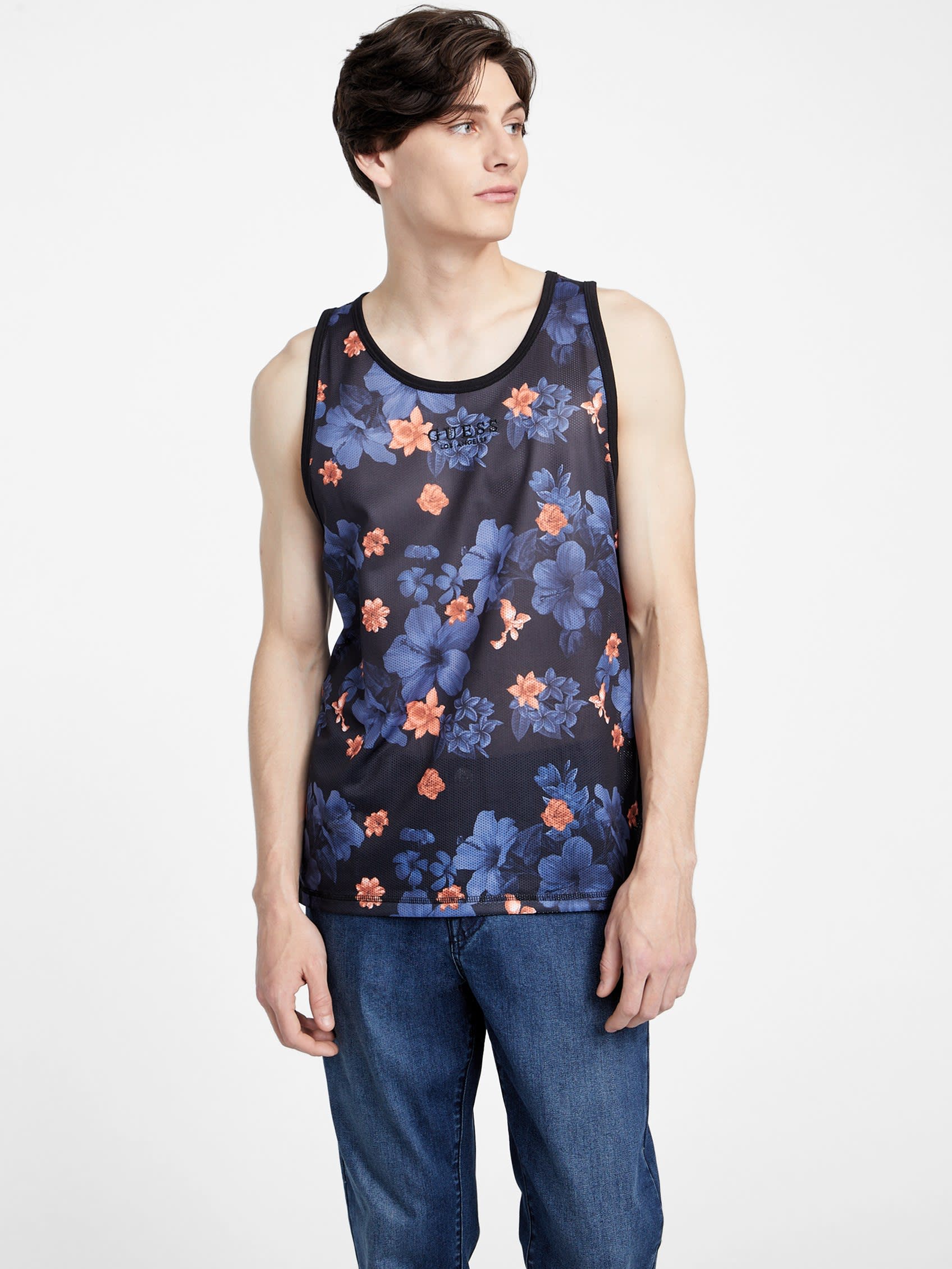Shop Guess Factory Printed Bram Tank In Blue