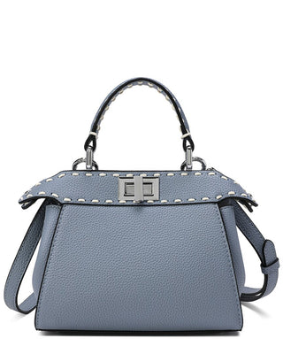 Tiffany & Fred Full-grain Leather Satchel Bag in Gray