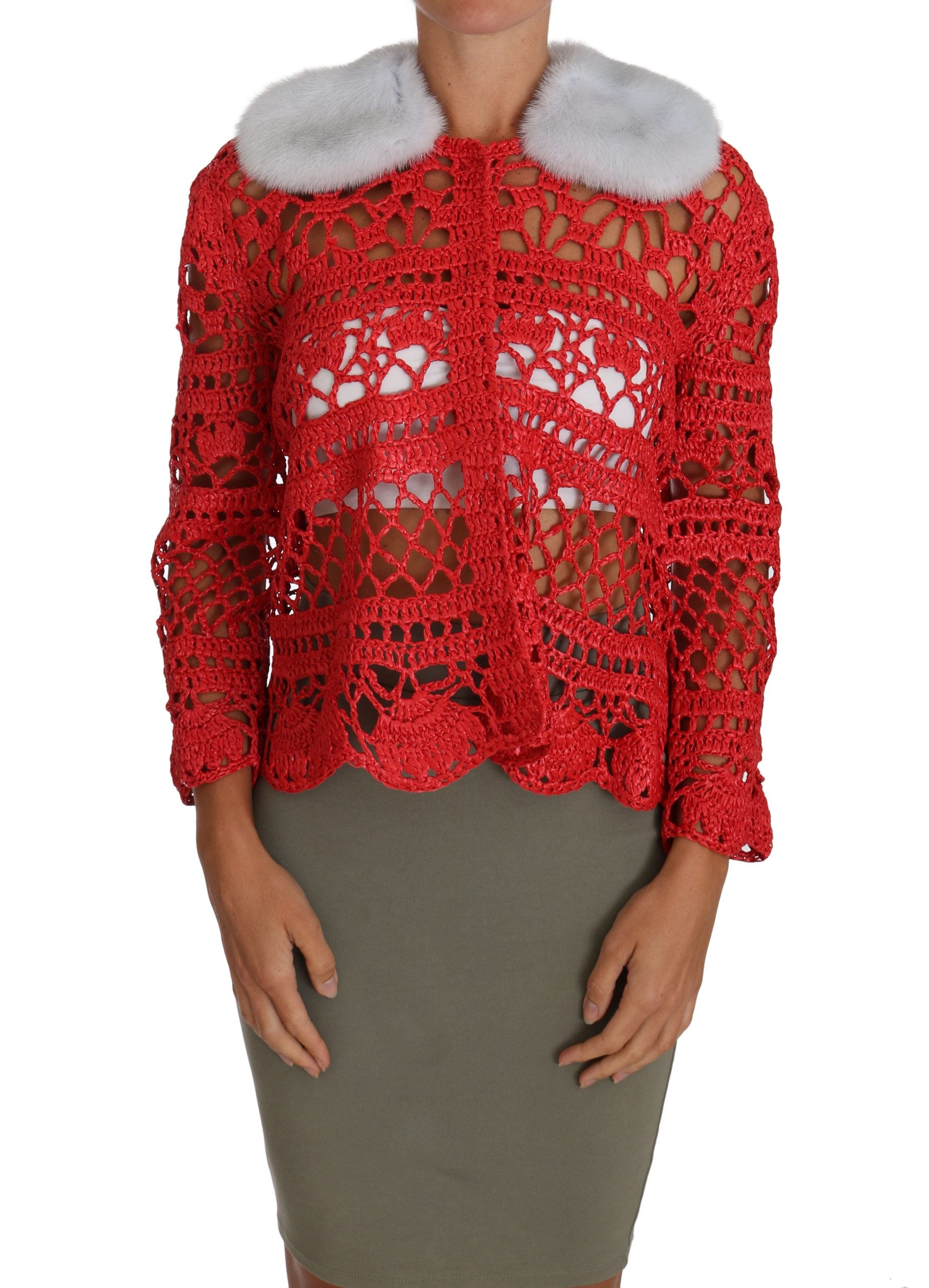 DOLCE & GABBANA Dolce & Gabbana  Cardigan Crochet Knit Raffia Women's Sweater