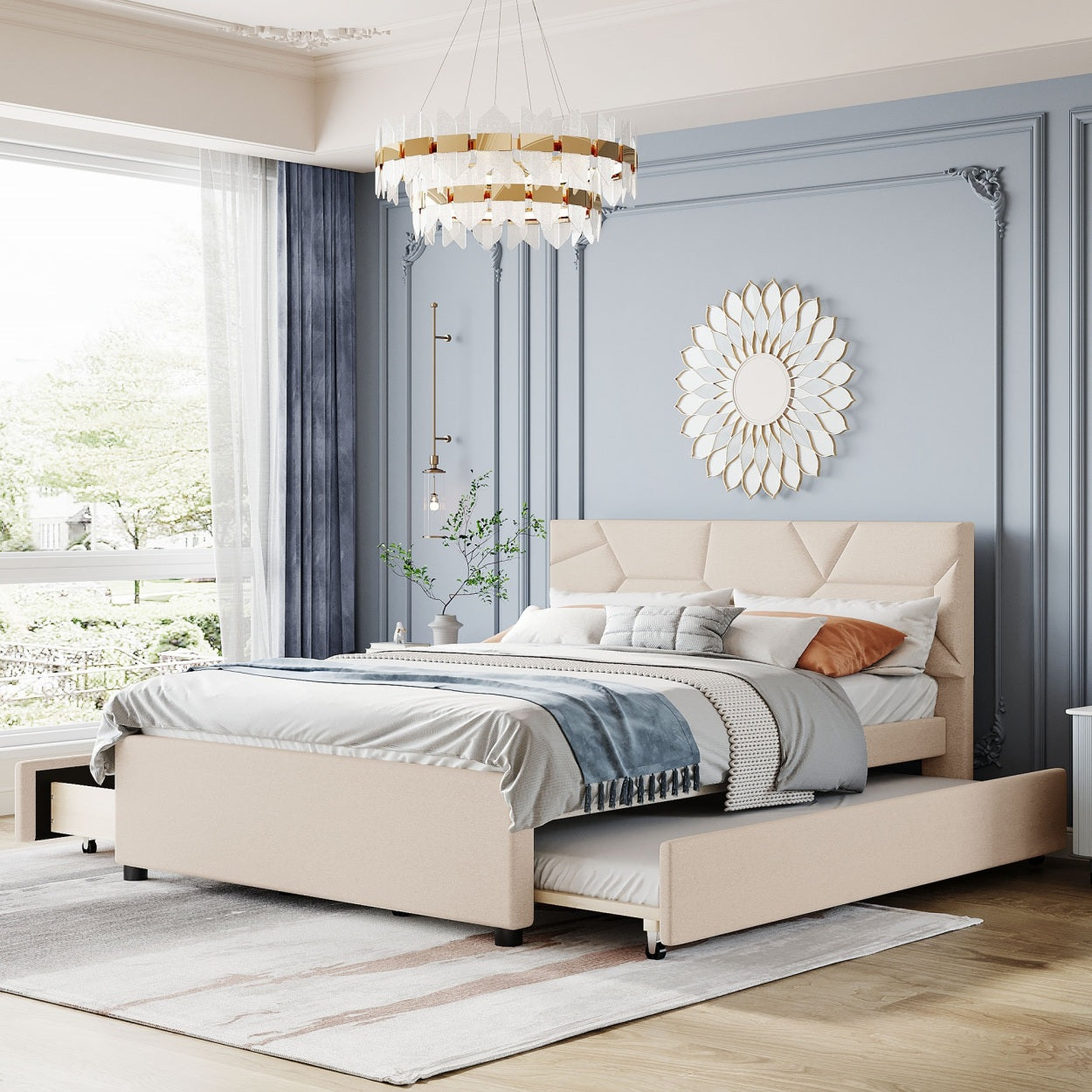 Shop Simplie Fun Queen Size Upholstered Platform Bed