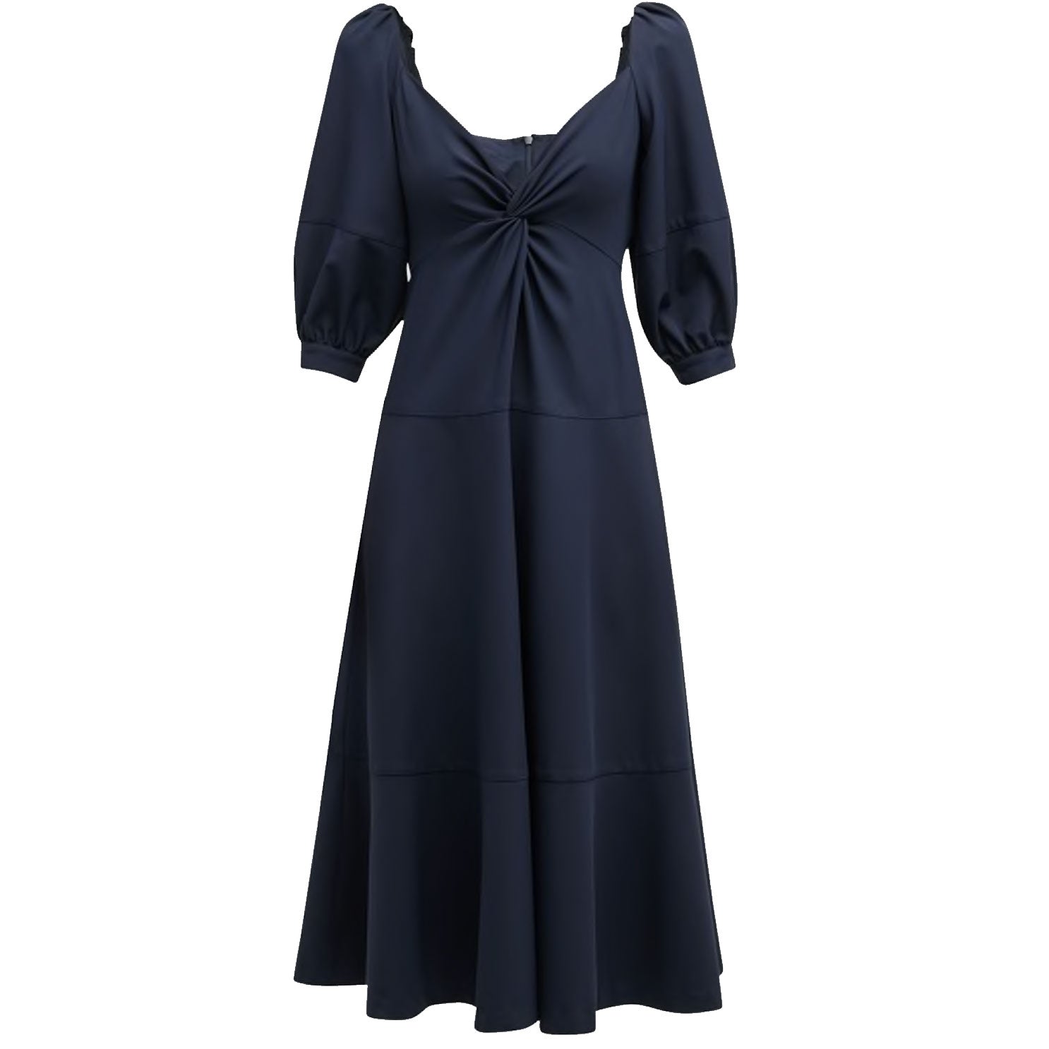 Shop Cinq À Sept Cinq A Sept Women Kristina V-neck Twisted Front Midi Dress Navy Blue