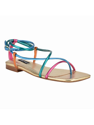 Bar III Ryanne Womens Patent Toe Loop Strappy Sandals | Shop