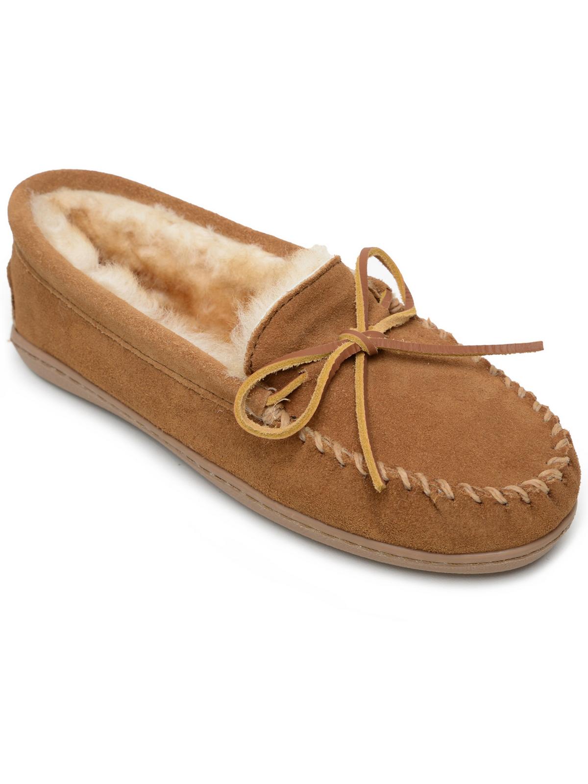 MINNETONKA SHEEPSKIN HARDSOLE Womens Leather Sheep Fur Moccasins