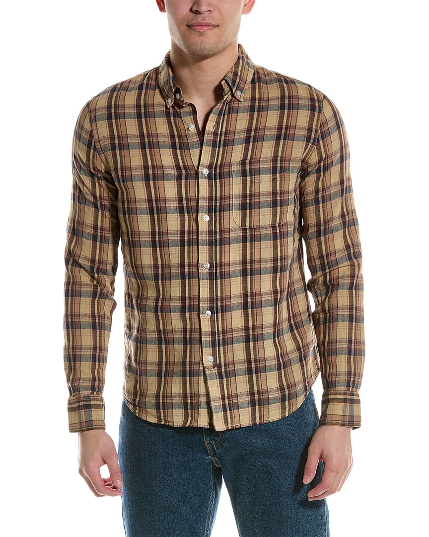 Shop Save Khaki United Madras Linen-blend Shirt In Brown