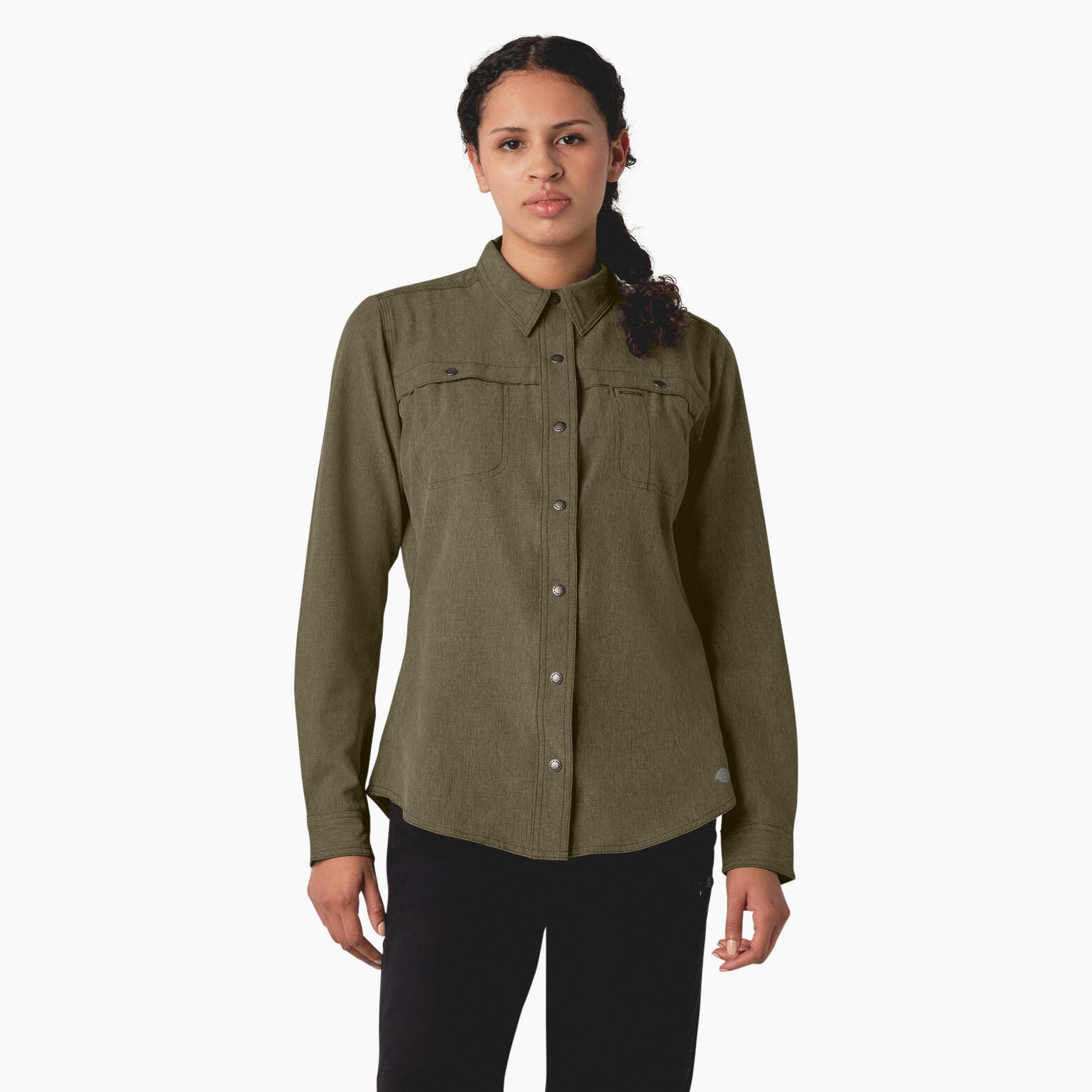 Shop Dickies Women's Cooling Roll-tab Work Shirt In Green