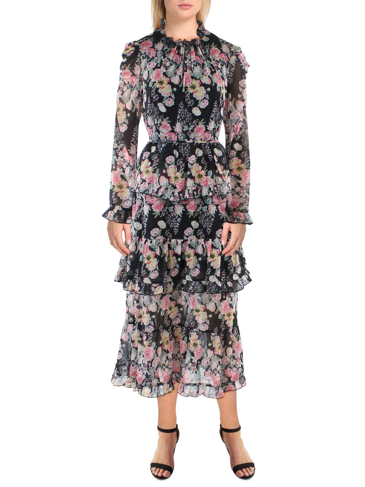 Shop Beulah Womens Chiffon Floral Midi Dress In Multi