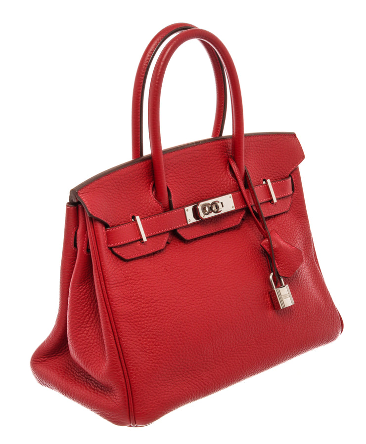 Hermes Rouge Grenat Togo Leather Birkin 30 Satchel Bag | Shop Premium ...