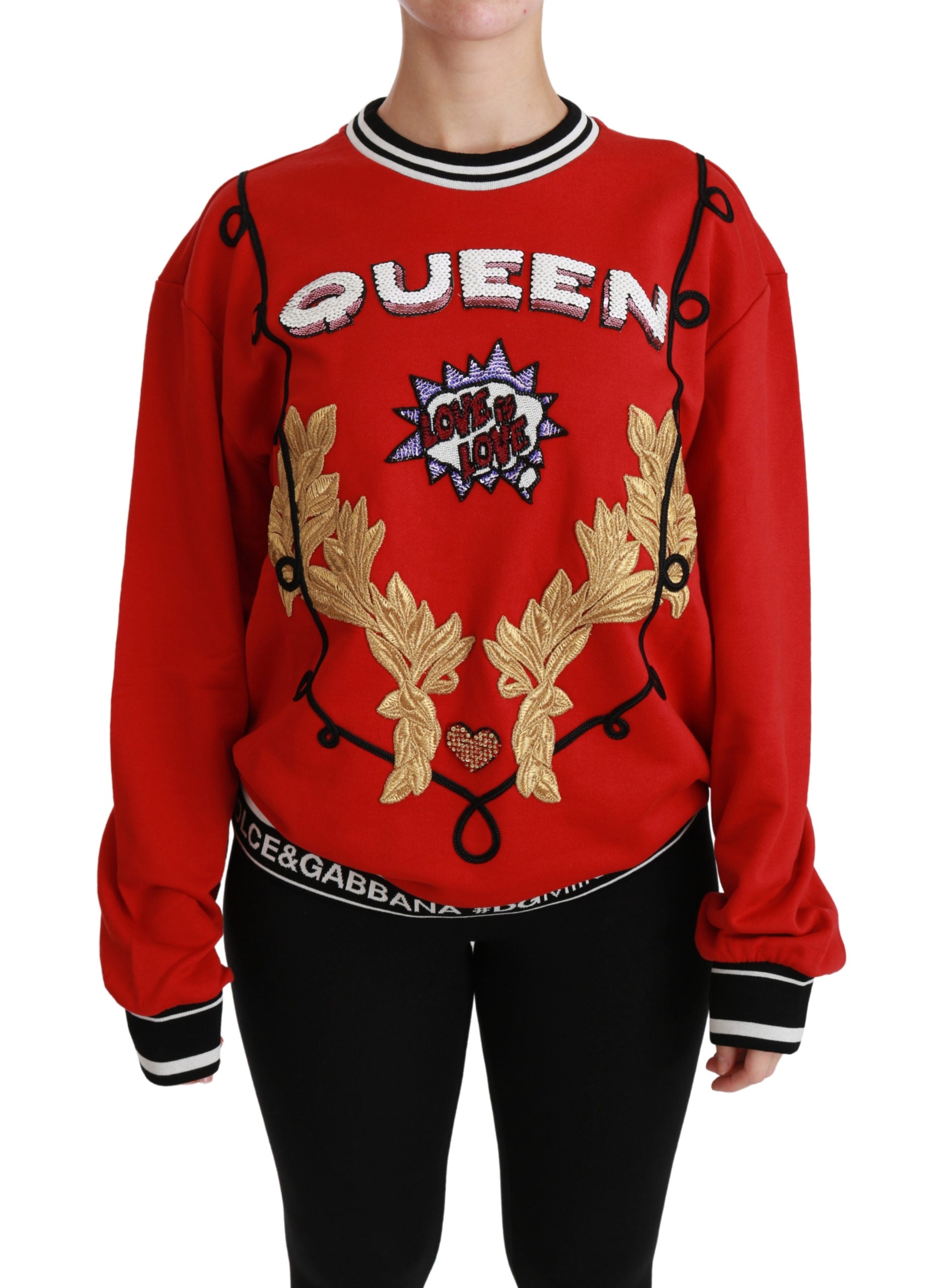 DOLCE & GABBANA Dolce & Gabbana  Queen Sequined Love Pullover Women's Sweater