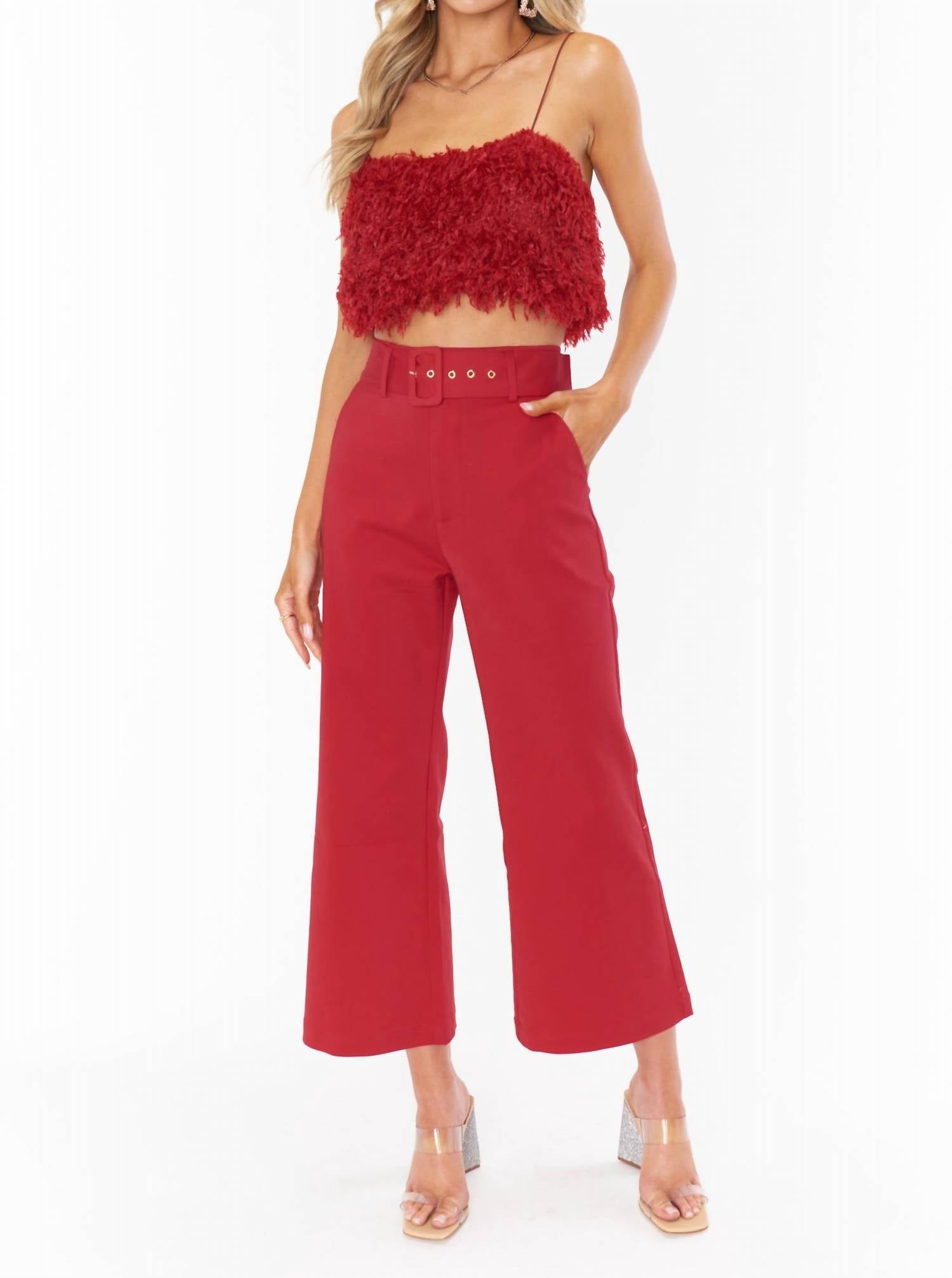 SHOW ME YOUR MUMU Dj Cropped Pants in Red Suiting