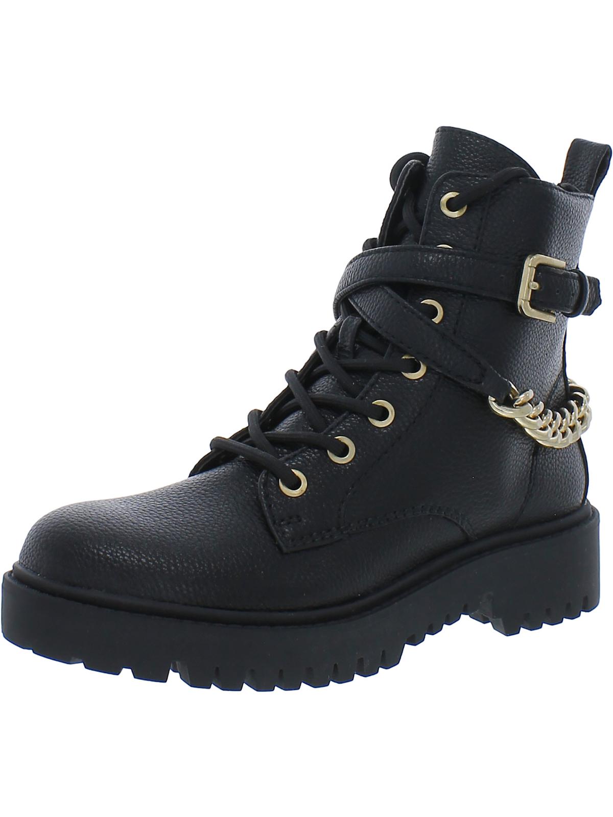 GUESS Olisey 2 Womens Faux Leather Side Zipper Combat & Lace-up Boots