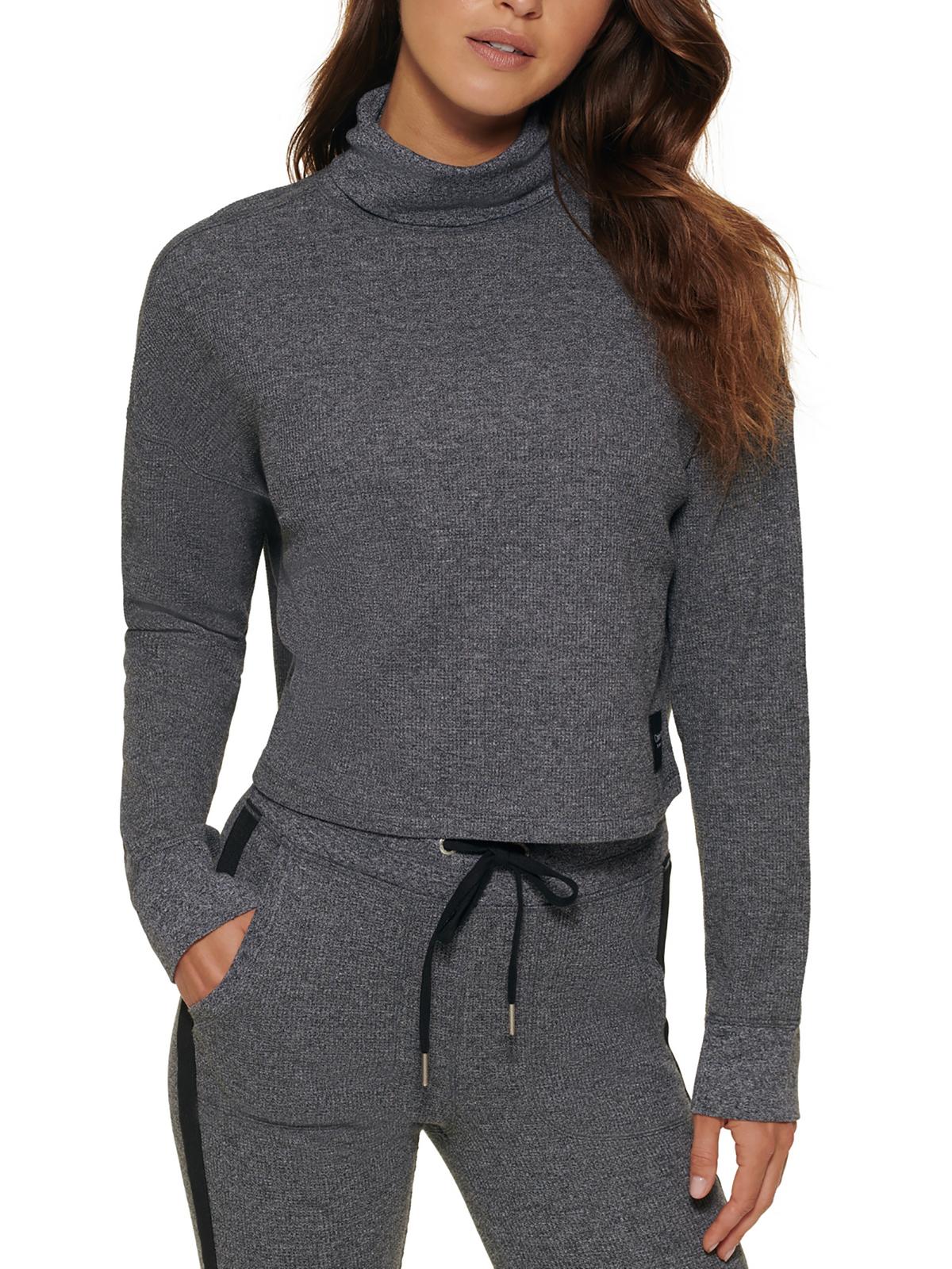 Shop Calvin Klein Performance Womens Cropped Long Sleeve Turtleneck Top In Black
