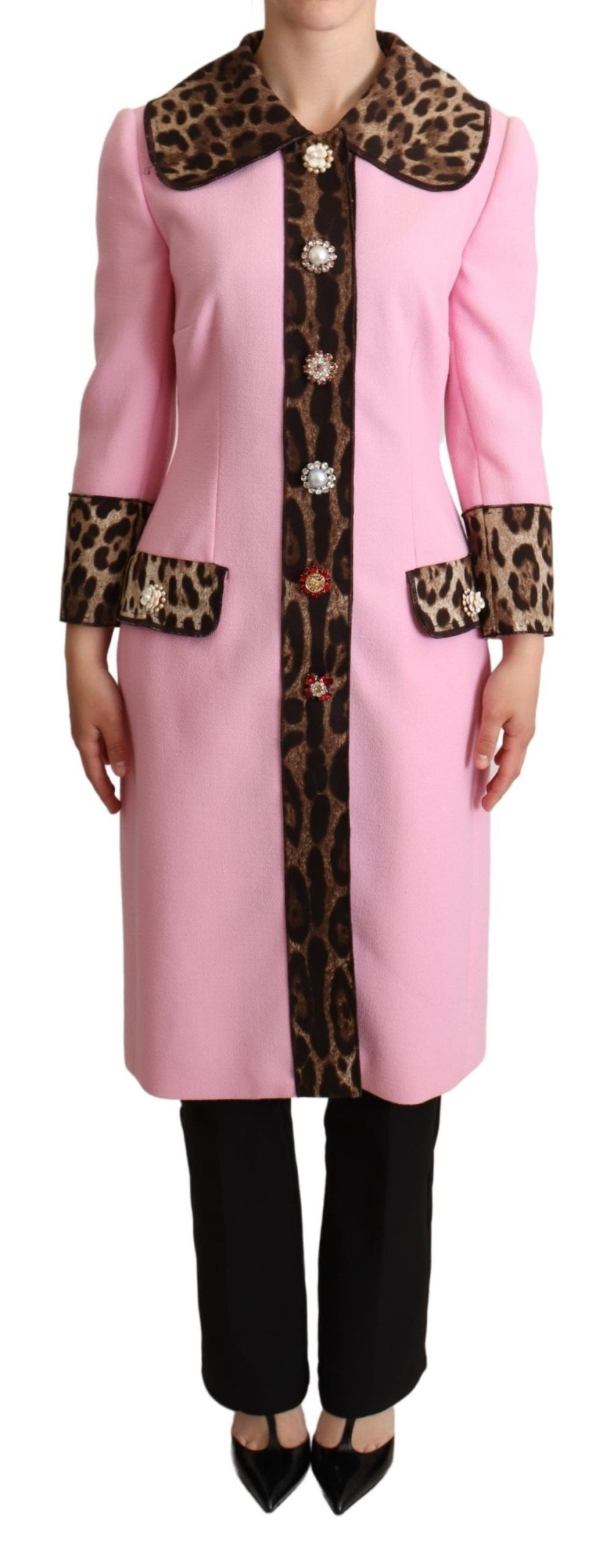 DOLCE & GABBANA Dolce & Gabbana  Leopard Wool Trenchcoat Women's Jacket