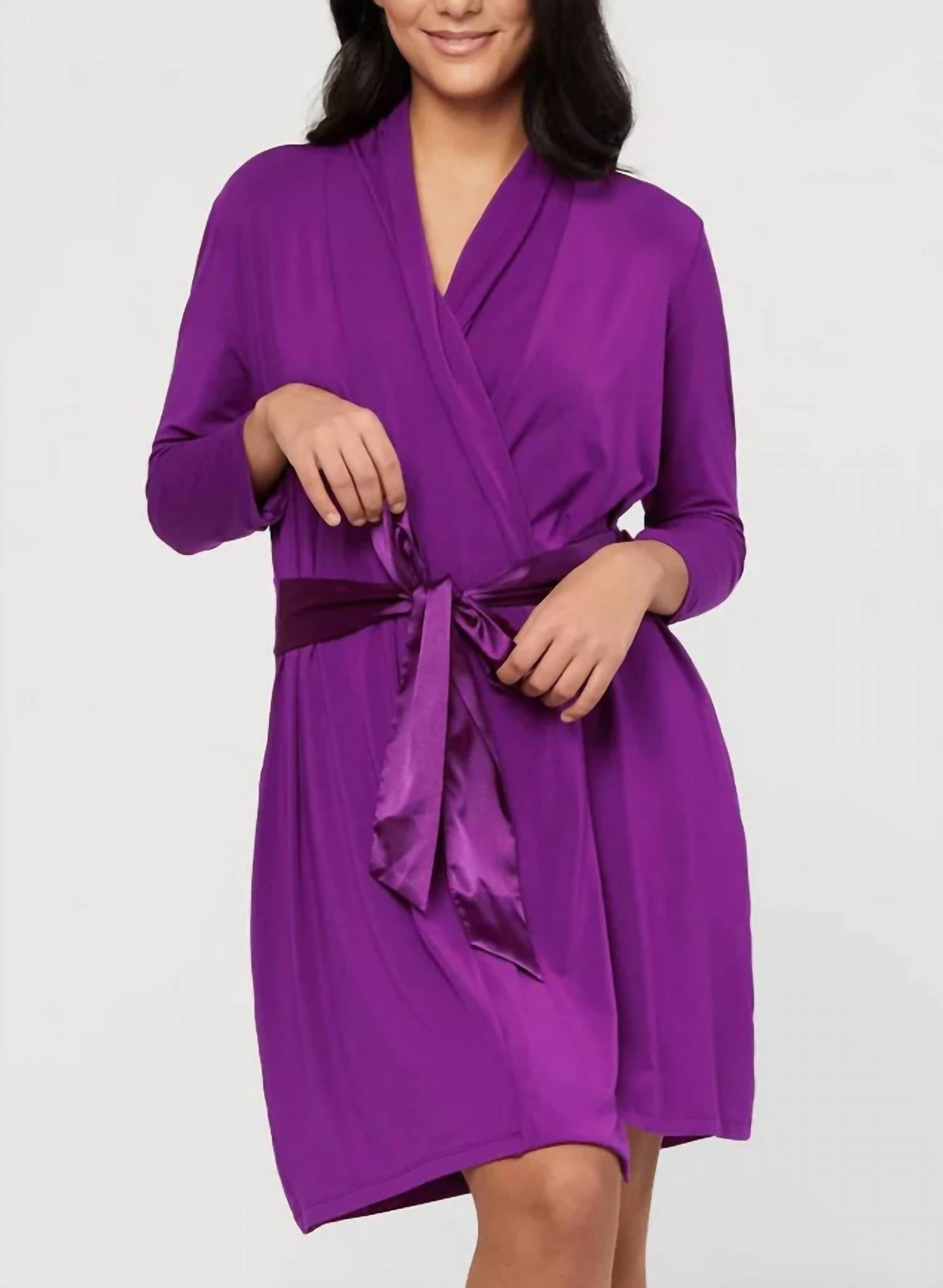 FLEUR'T Iconic	Robe With Silk Tie in Dahlia Purple