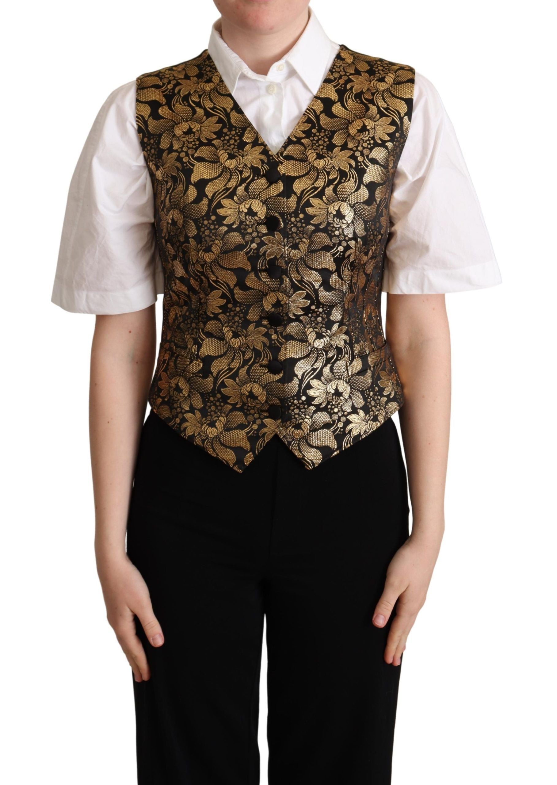 DOLCE & GABBANA Dolce & Gabbana   Jacquard Silk Waistcoat Women's Vest