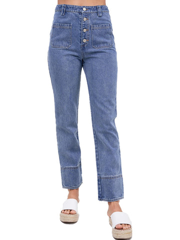 En Saison madeline womens denim cropped straight leg jeans