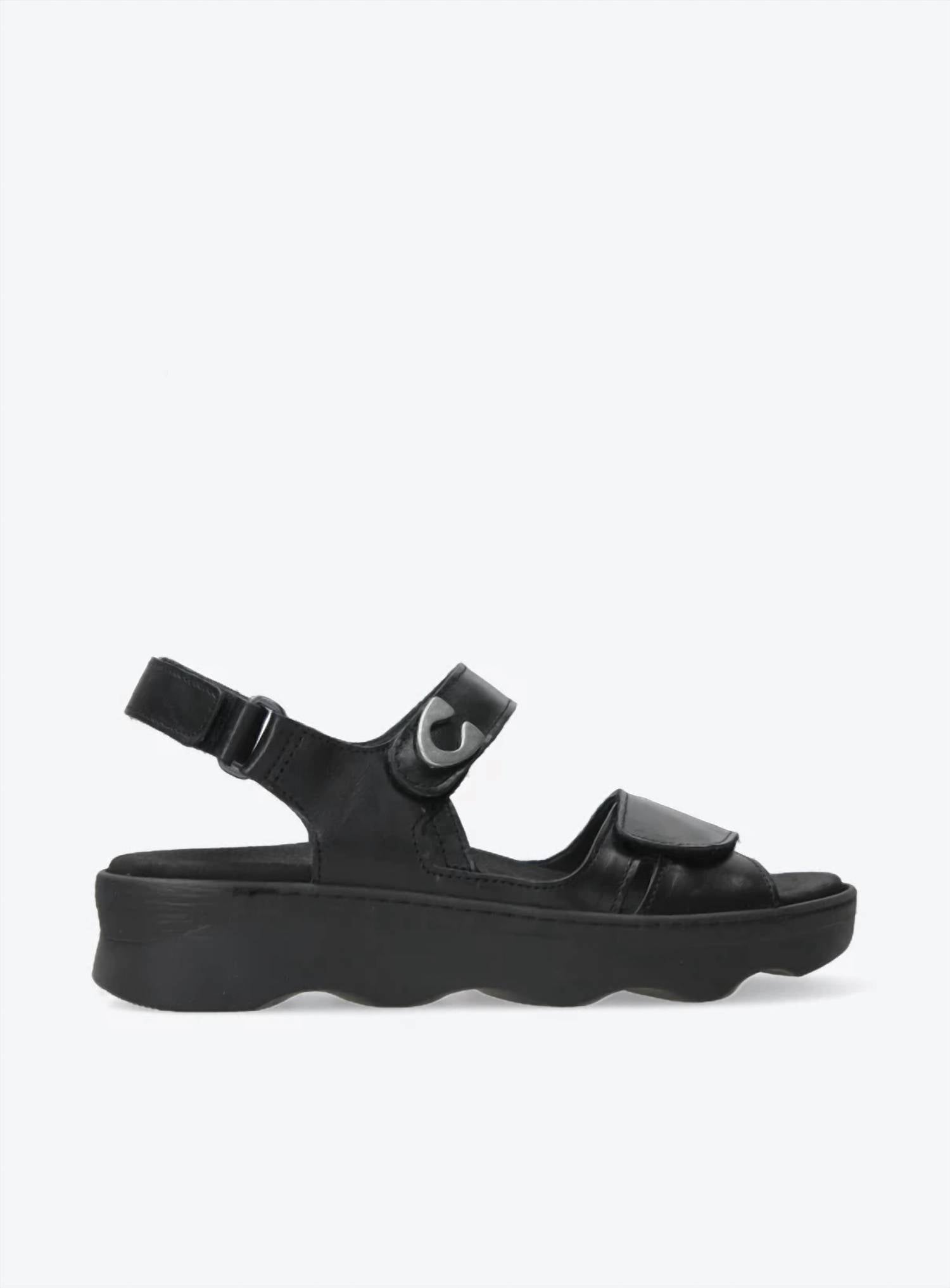 WOLKY Medusa Low Sandal With Velcro Closures in Black