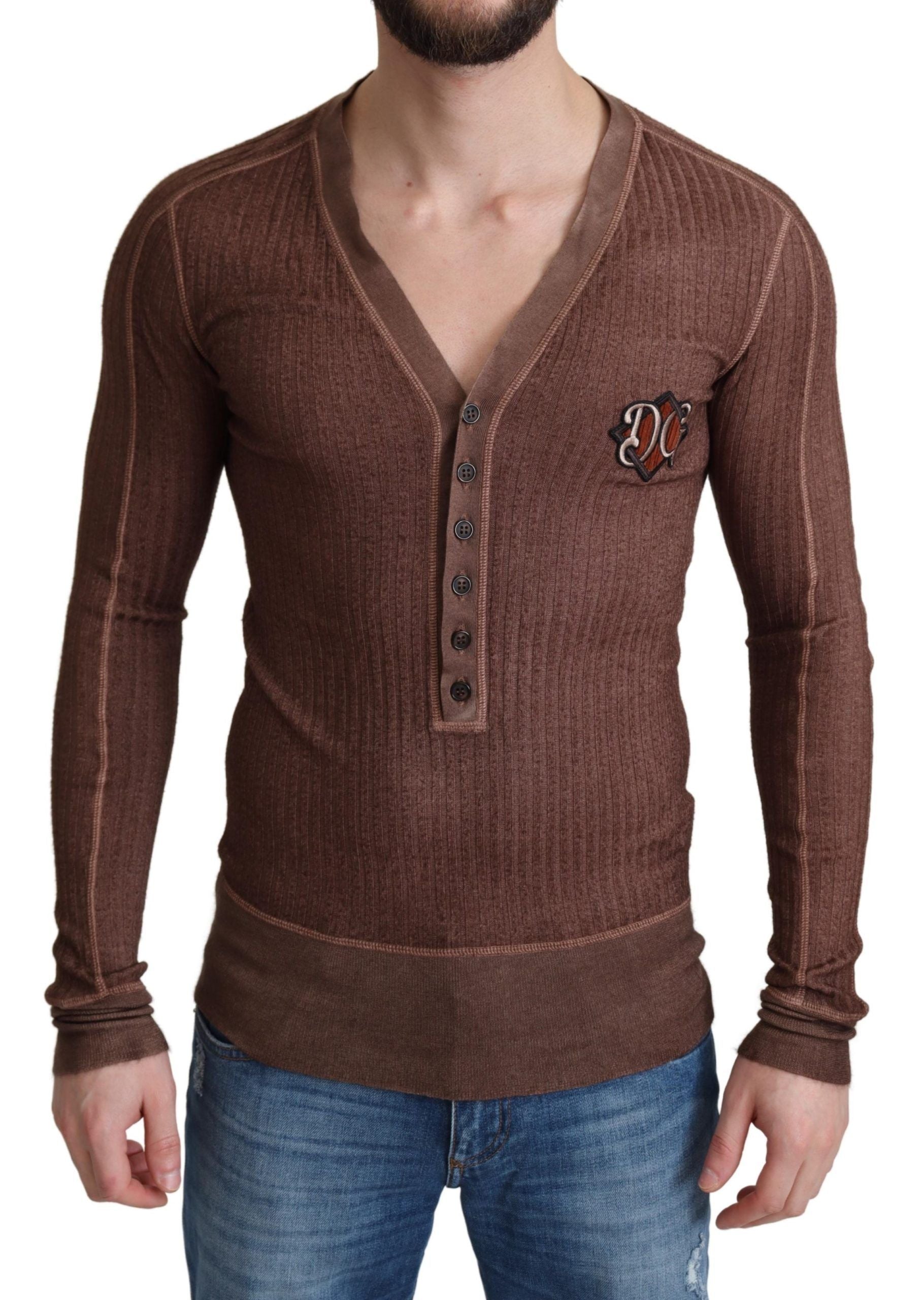 DOLCE & GABBANA Dolce & Gabbana  Logo Button Cardigan V-neck Men's Sweater