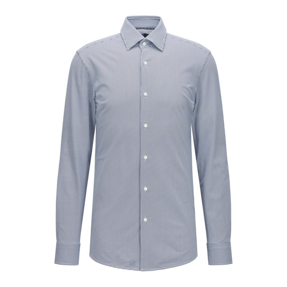 HUGO BOSS Slim-fit shirt in patterned performance-stretch jersey