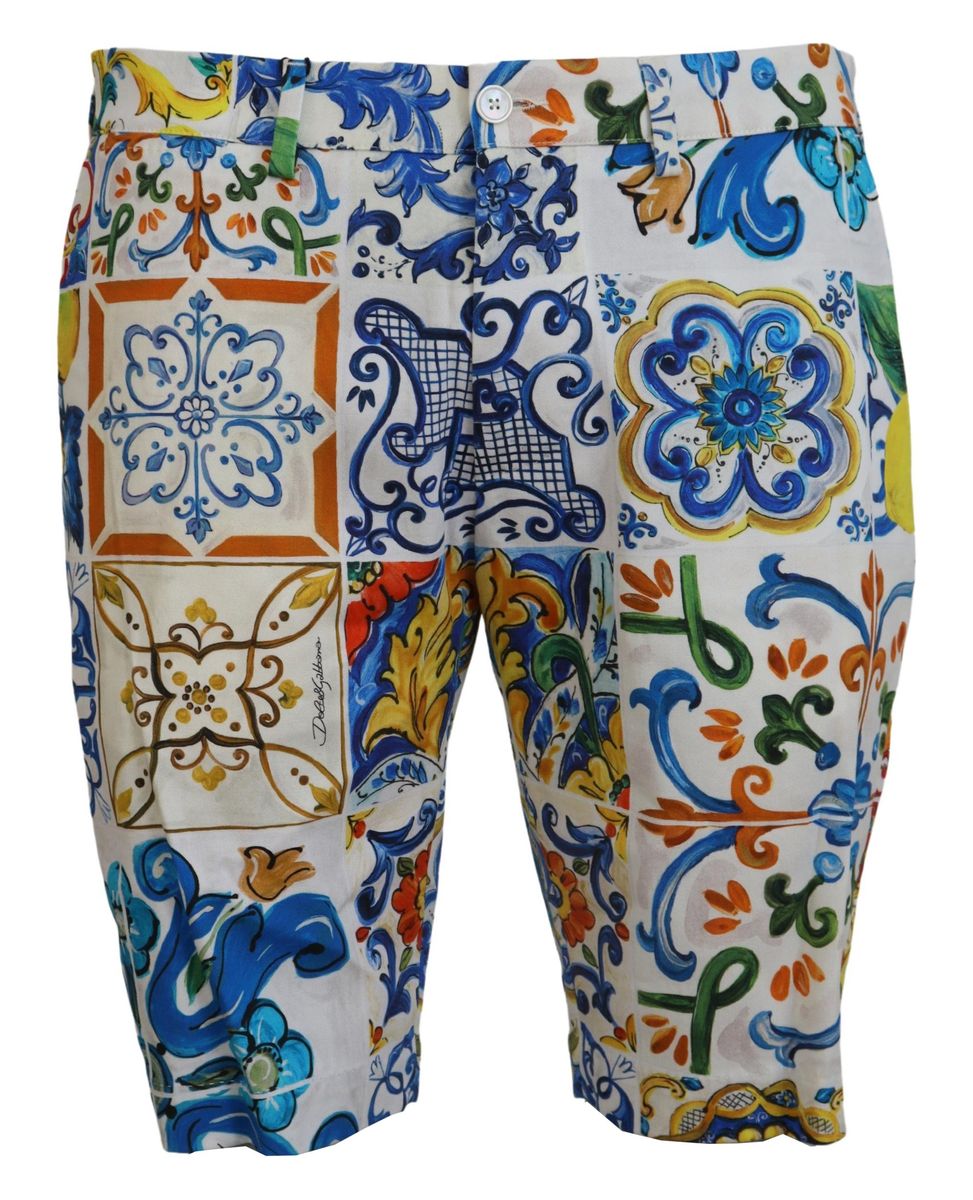 DOLCE & GABBANA Dolce & Gabbana Majolica Print Cotton Chinos Men's Shorts