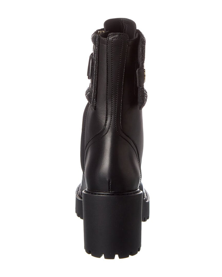 Ferragamo Salvatore Shiraz Leather Combat Boot | Shop Premium Outlets