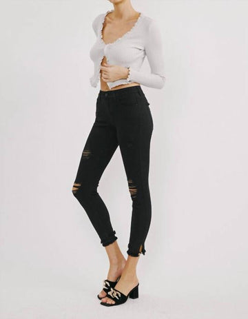 Kancan distressed skinny jeans in black