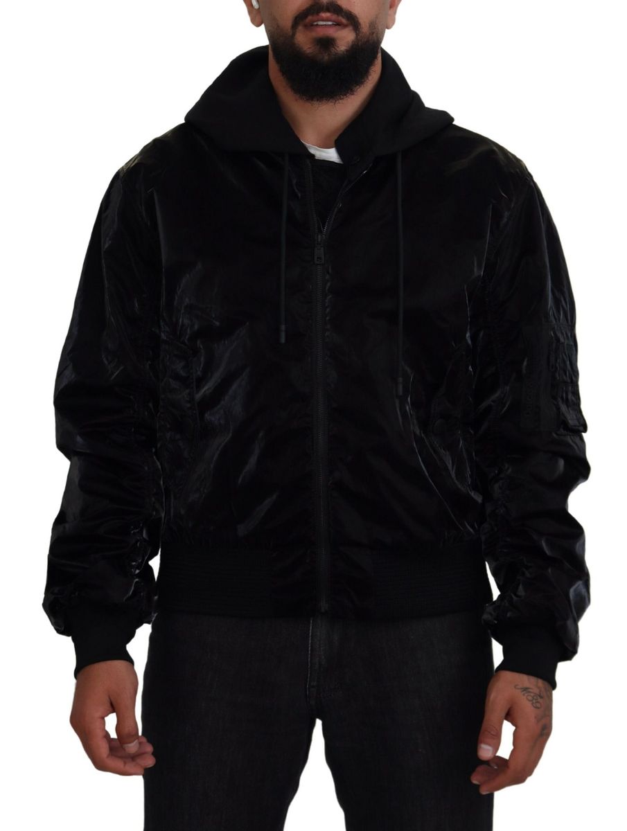 DOLCE & GABBANA Dolce & Gabbana  Nylon Hooded Full Zip Bomber Men's Jacket