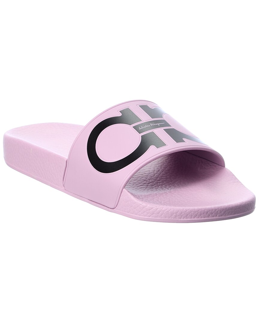 Ferragamo Women's Groovy Gancini Slide Sandals In Pink